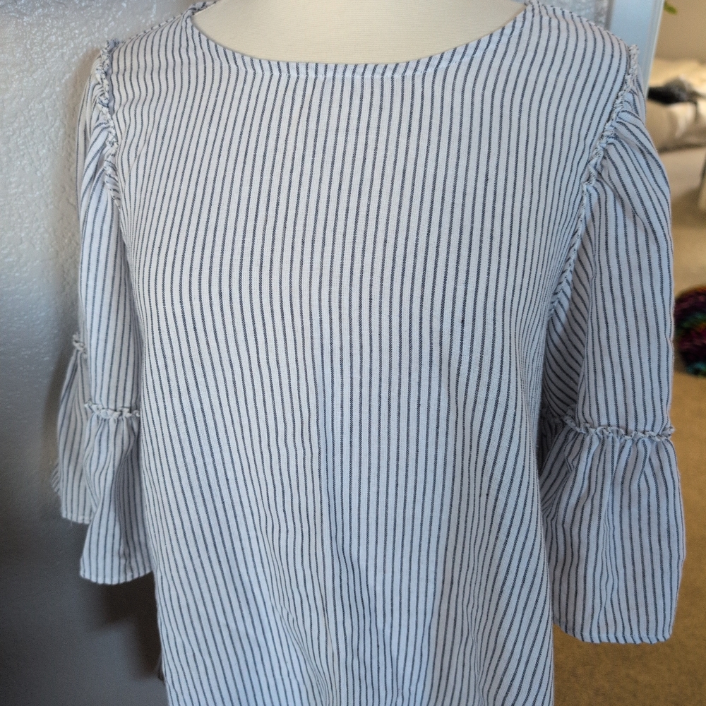 Altar'd State Black and White Striped Blouse